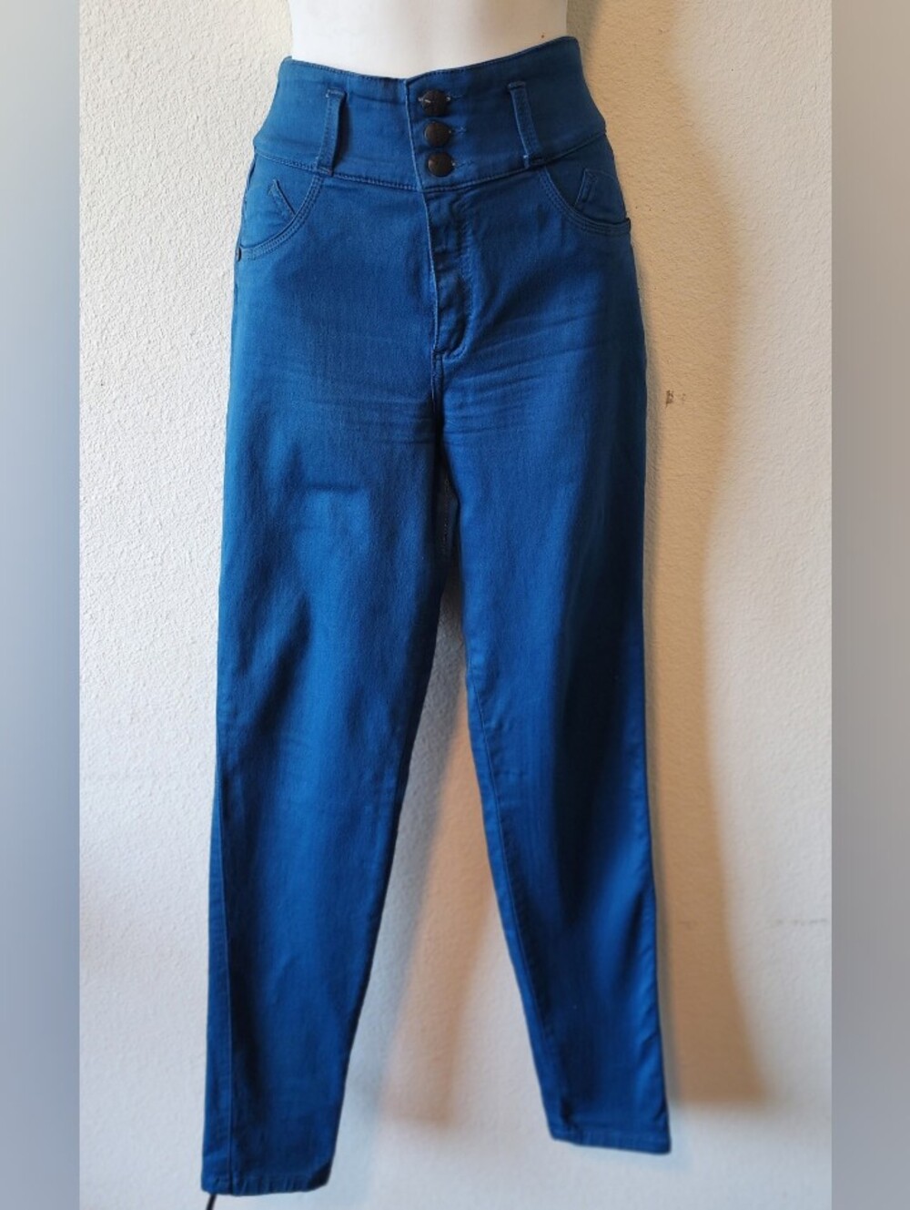 Bon Bon Up Womens Royal Blue Skinny Jeans 3 Button Butt Lift Size 14